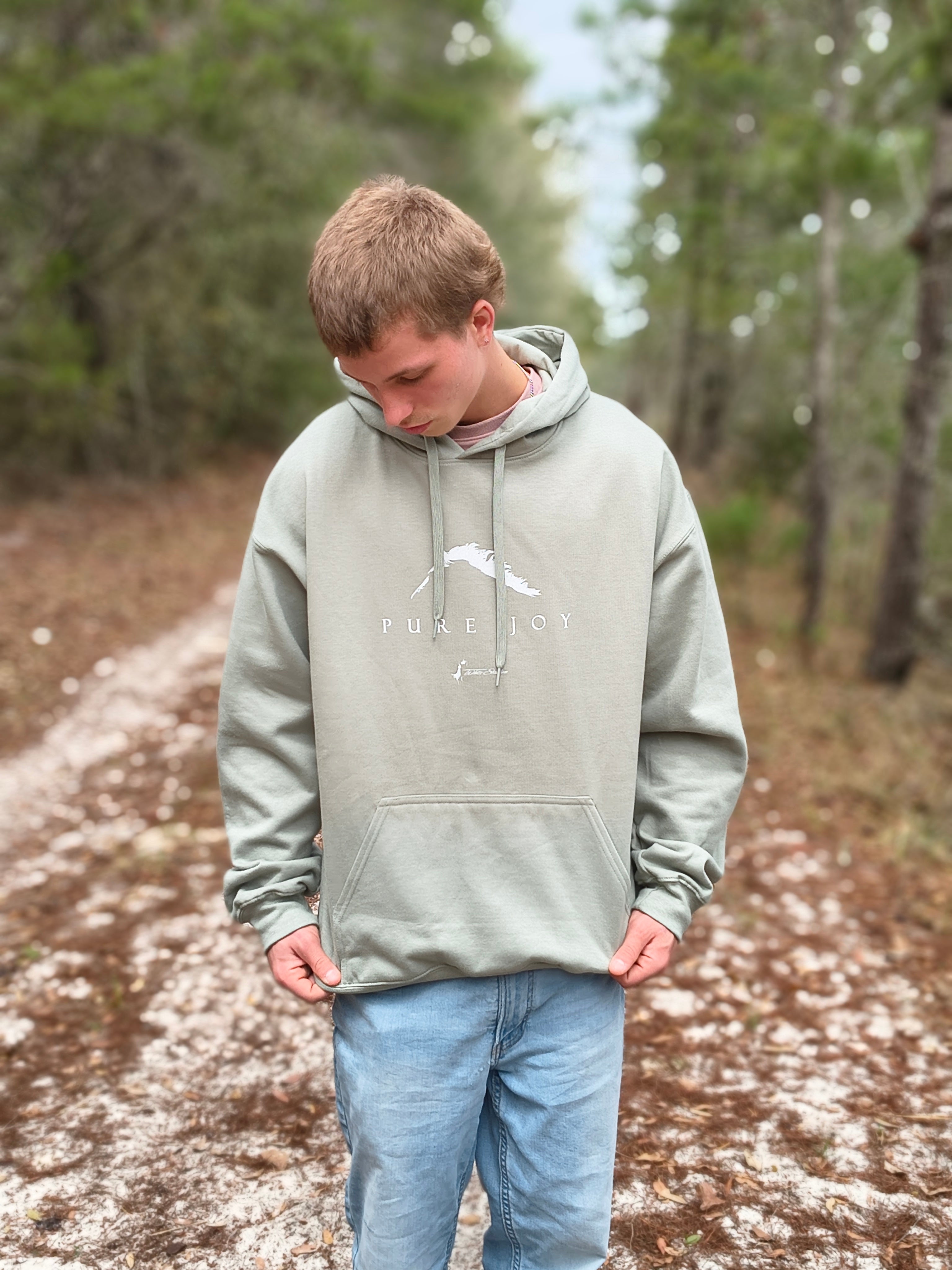 PURE JOY Sage green hoodie