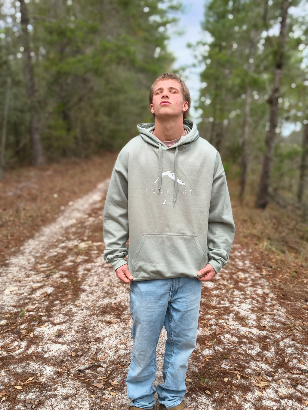 PURE JOY Sage green hoodie
